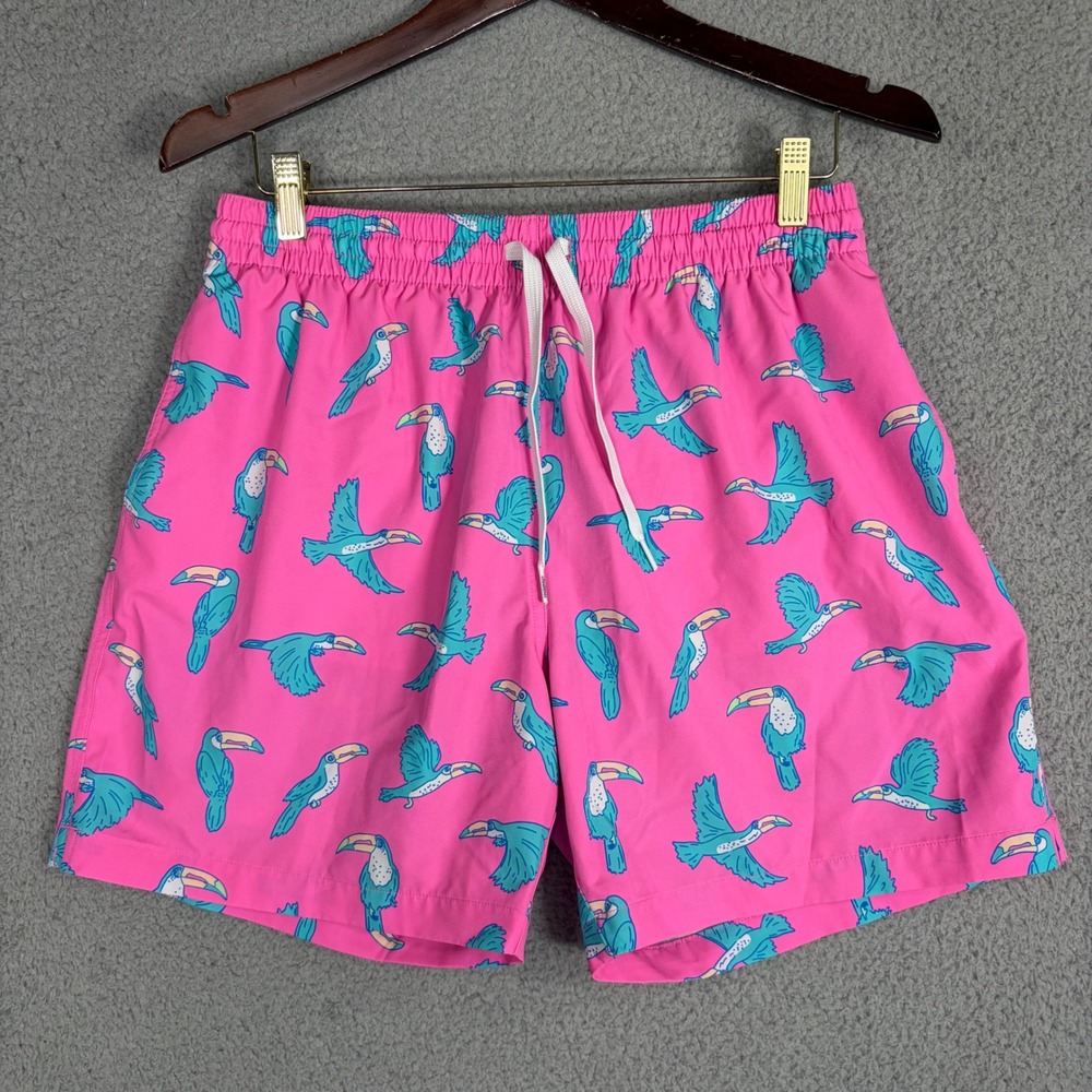 Chubbies Mens Pink Toucan Print Swim Trunks 5.5 Inseam Large